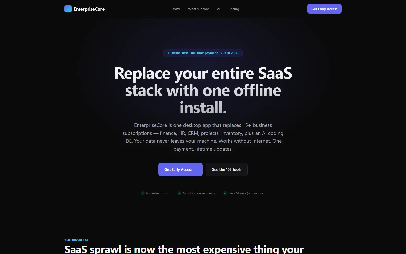 EnterpriseCore landing page
