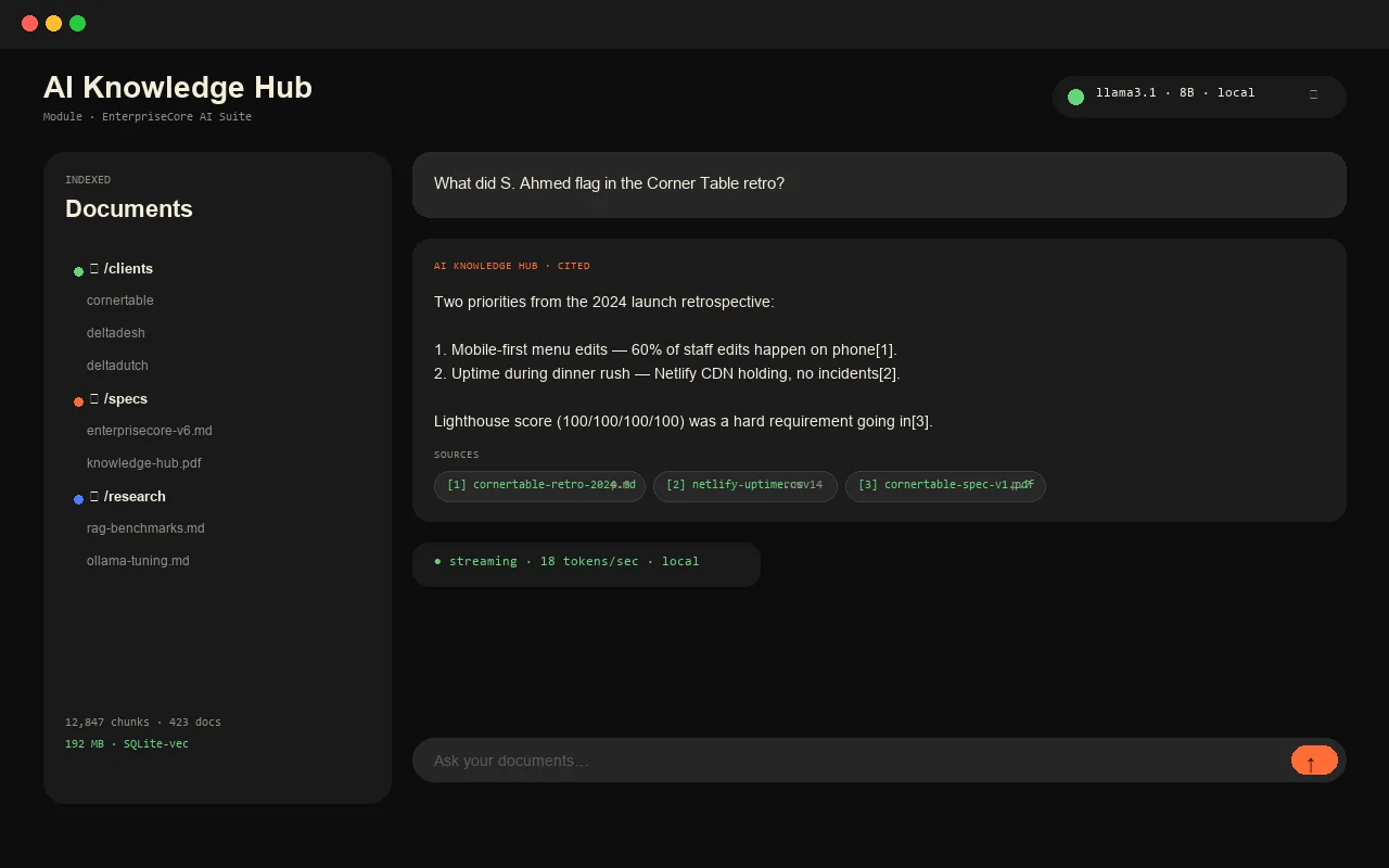 AI Knowledge Hub local RAG interface